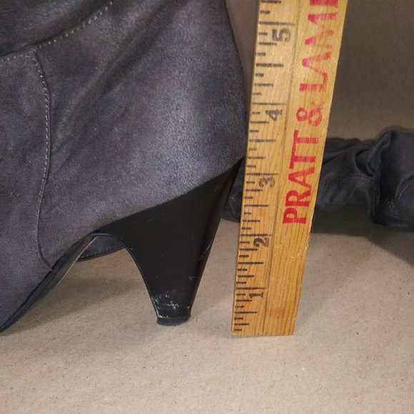 Gray Suede Long Heeled Boots Size 6.5 - Picture 3 of 5